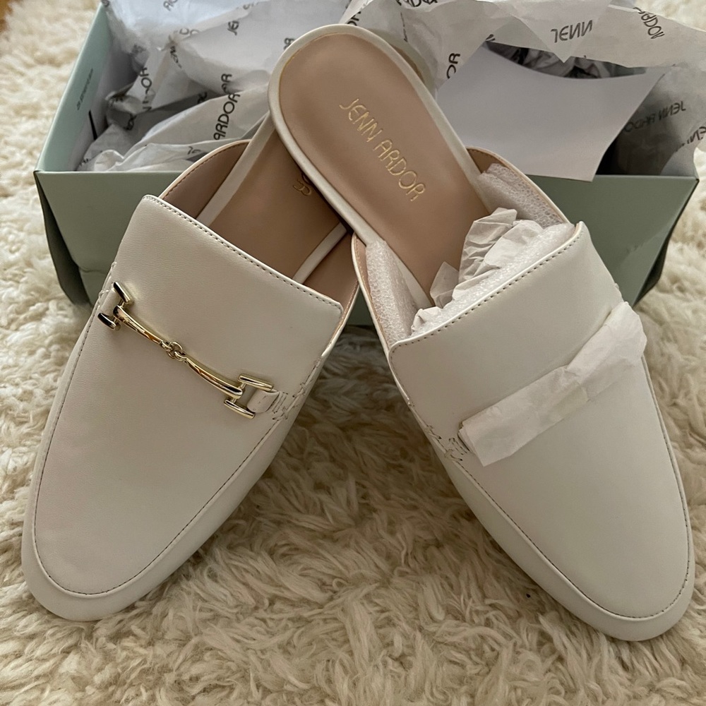 Women’s white mule shoes